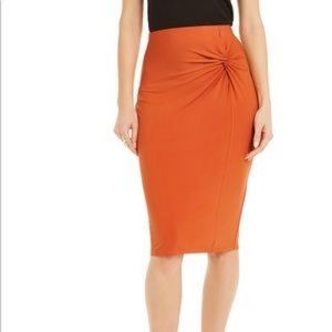 Thalia Sodi Orange Twist Pencil Skirt